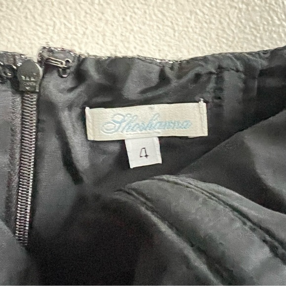 Anthropologie Shoshanna Metallic Strapless Top Black Silver Textured Size 4 - Picture 4 of 6